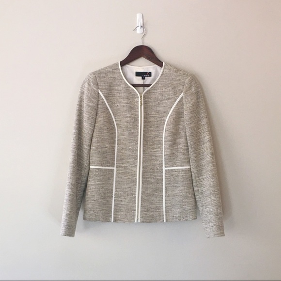 NWOT Laura Tweed Collarless Zip Up Blazer - Picture 2 of 7